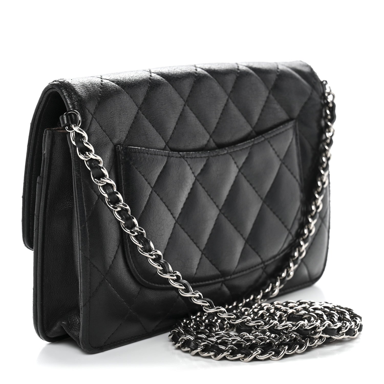 Chanel Lambskin Quilted Wallet On Chain WOC Black 2 of 14