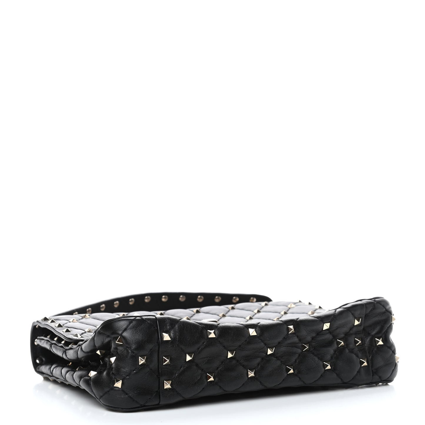 Lambskin Medium Rockstud Spike Shoulder Bag Black