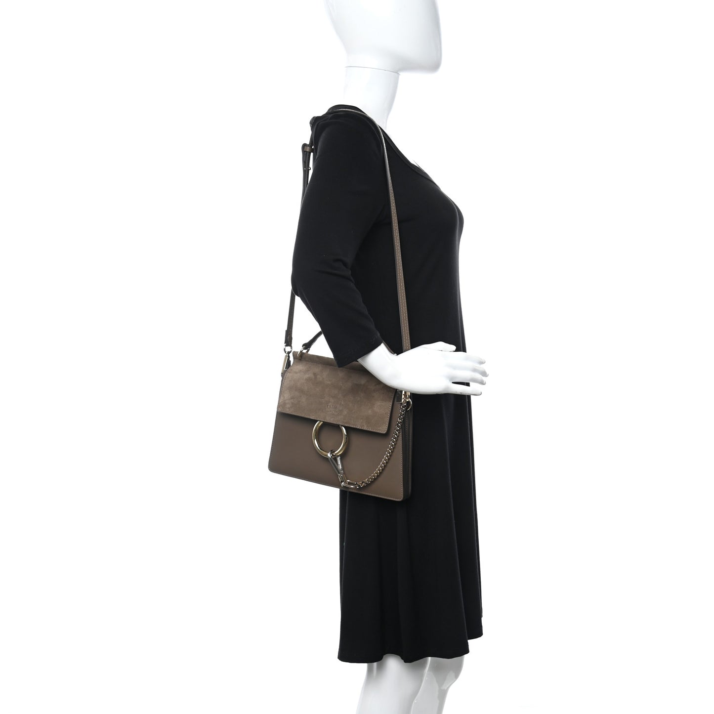 Suede Calfskin Small Faye Top Handle Bag Army Green