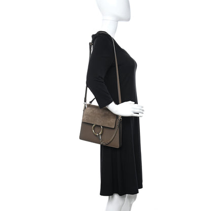 Chloe Suede Calfskin Small Faye Top Handle Bag Army Green 2 of 9