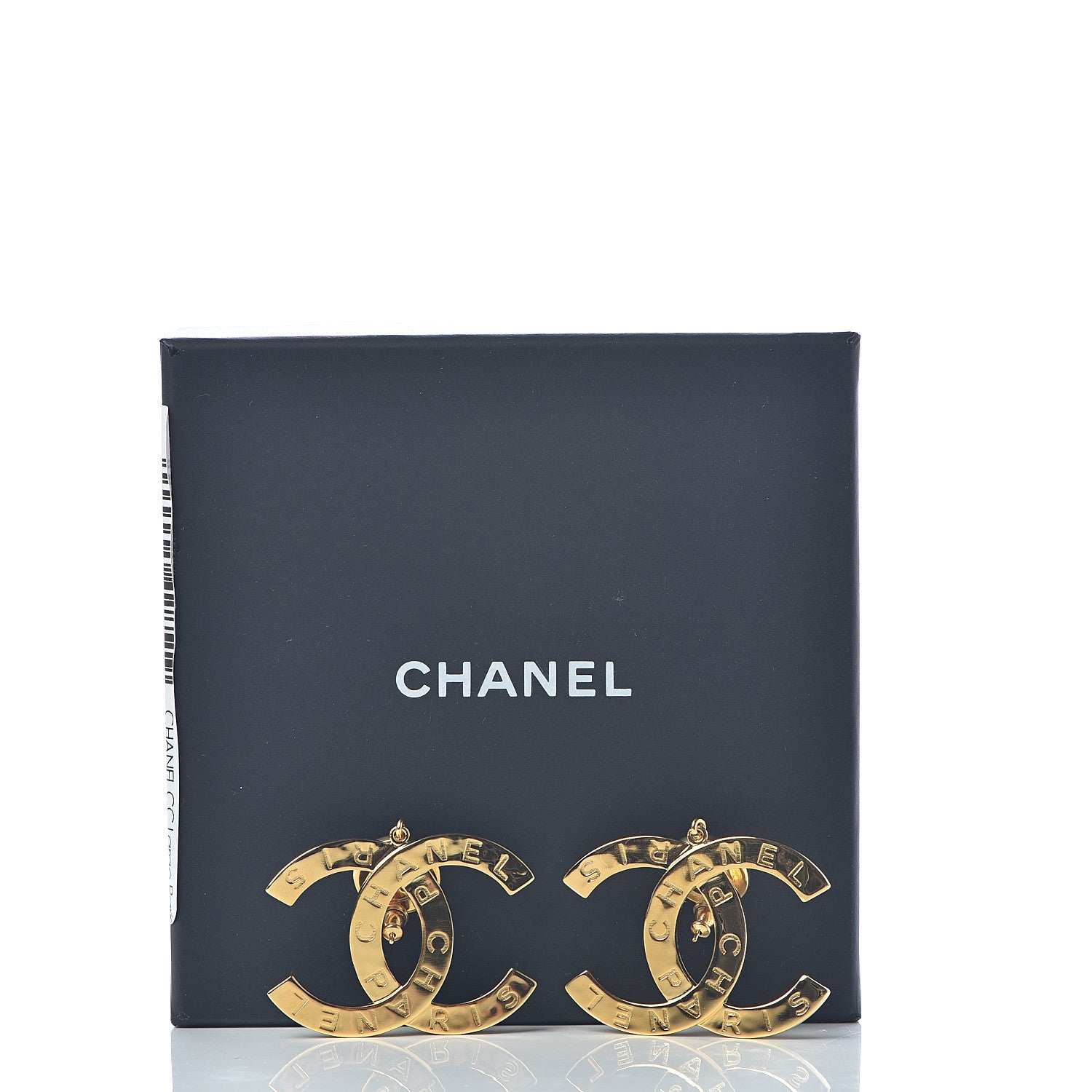 Chanel Metal Large Paris Button Earrings Gold 5 of 5