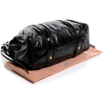 Miu Miu Vitello Lux Leather Gathered Tote Black 3 of 8