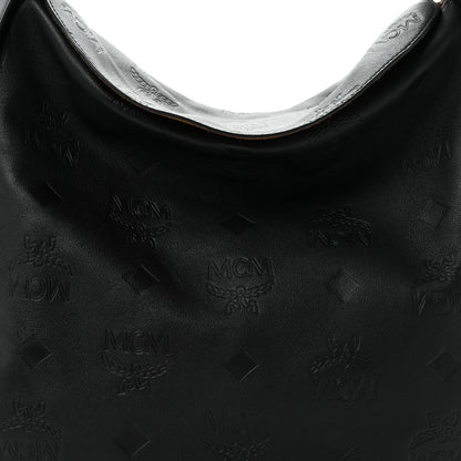 MCM Calfskin Ottomar Monogram Large Aren Flap Hobo Black 8 of 10