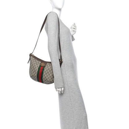 Gucci GG Supreme Monogram Web Small Ophidia Half Moon Hobo Brown 2 of 10