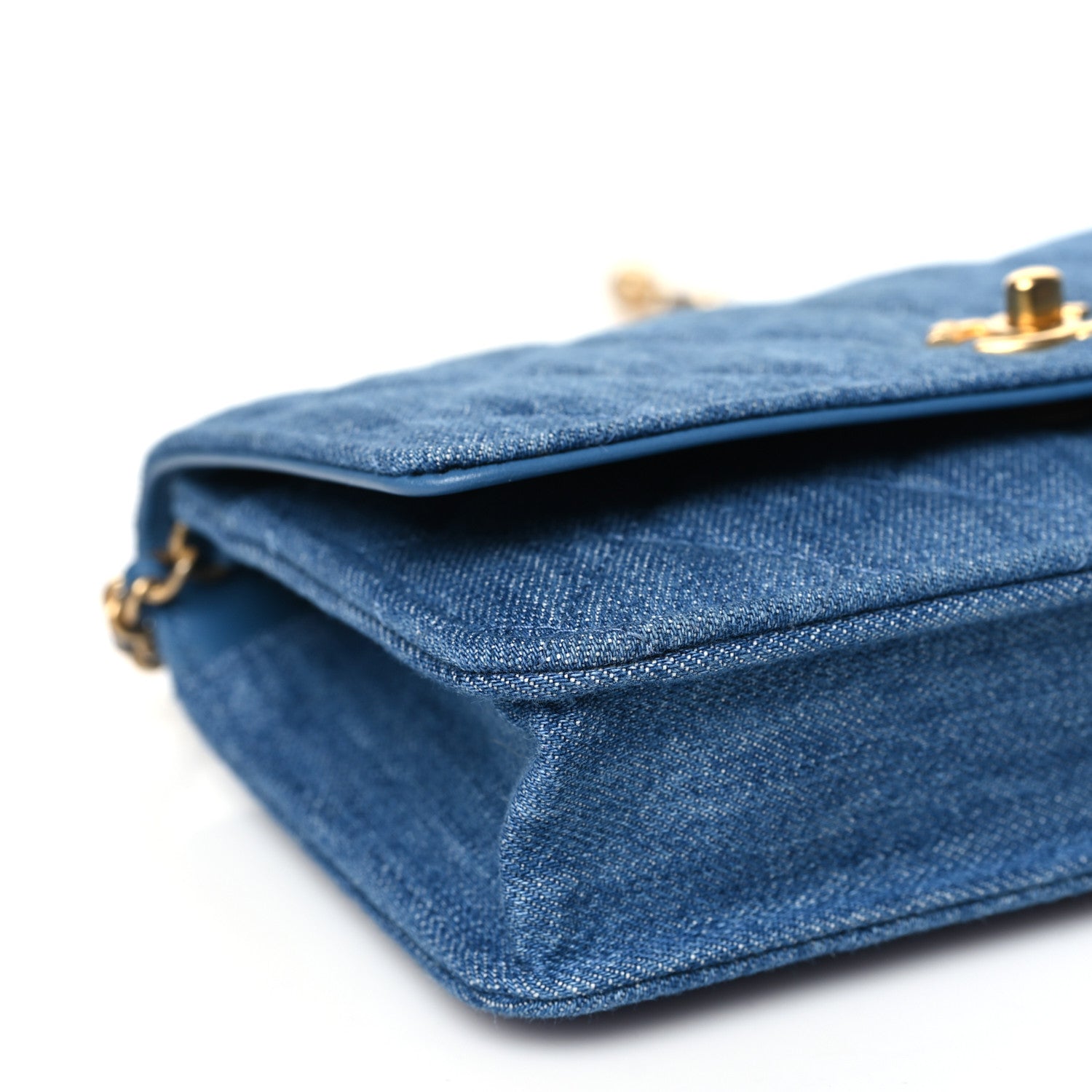 Chanel Denim Quilted CC Pearl Crush Wallet on Chain WOC Blue 10 of 11
