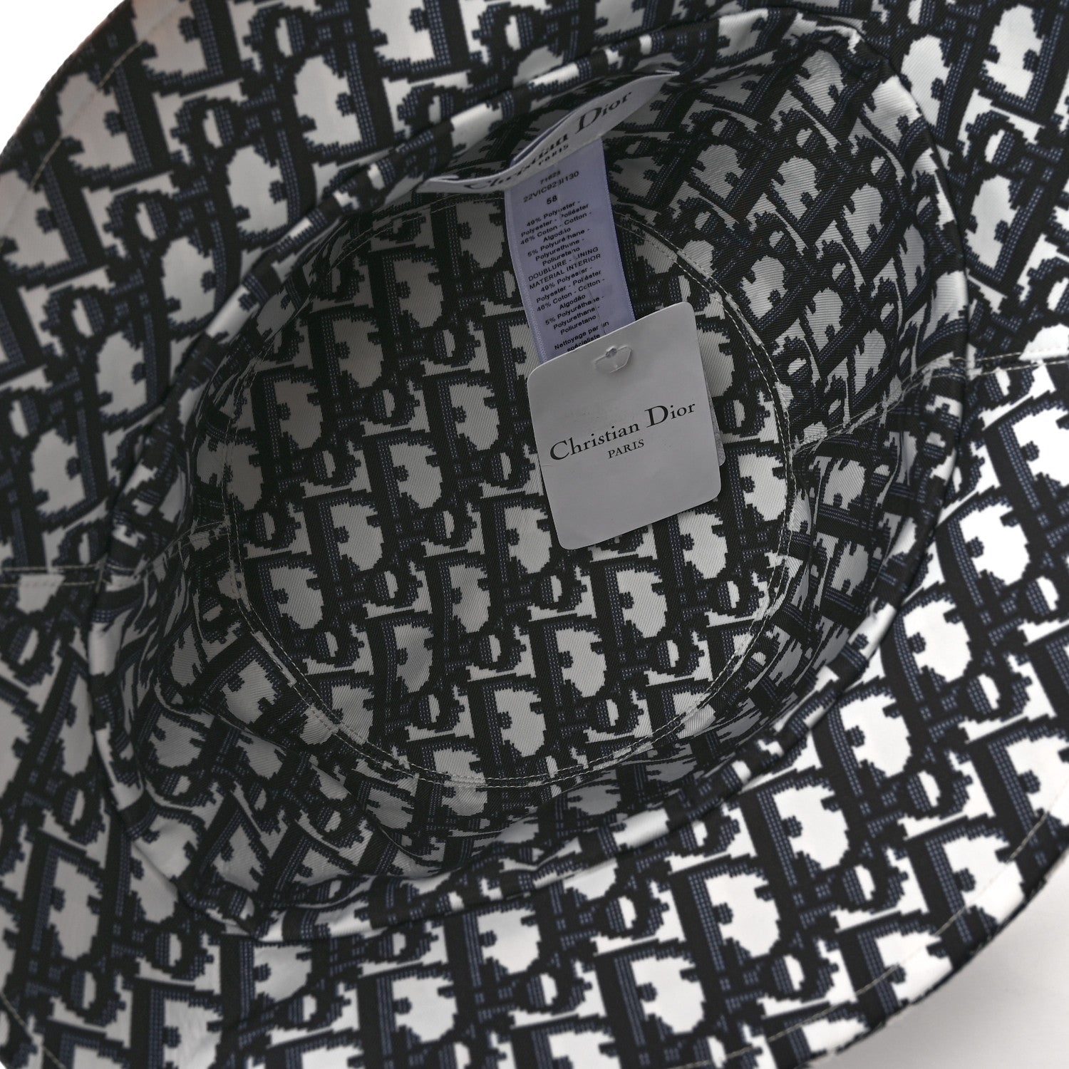 Christian Dior Gingham Reversible Teddy-D Brim Bucket Hat 58 Black White 12 of 15