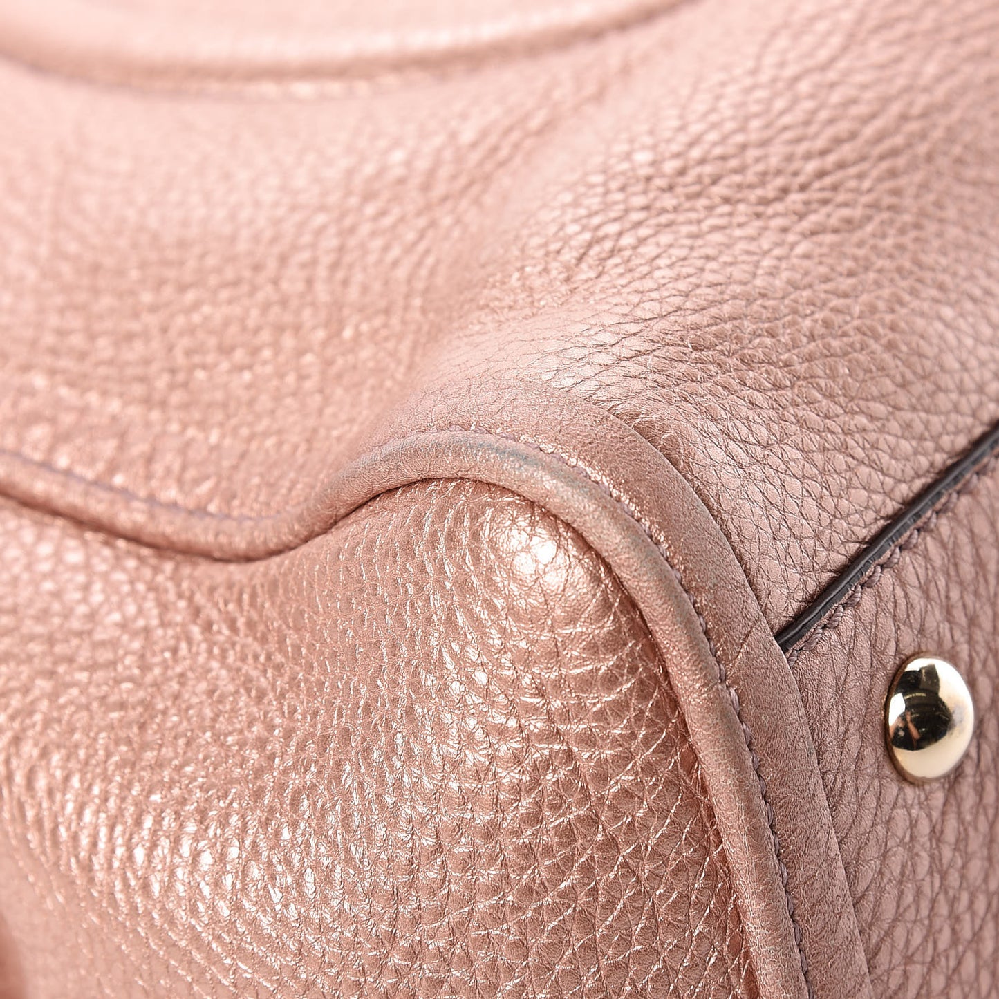 Metallic Pebbled Calfskin Small Soho Shoulder Bag Pink