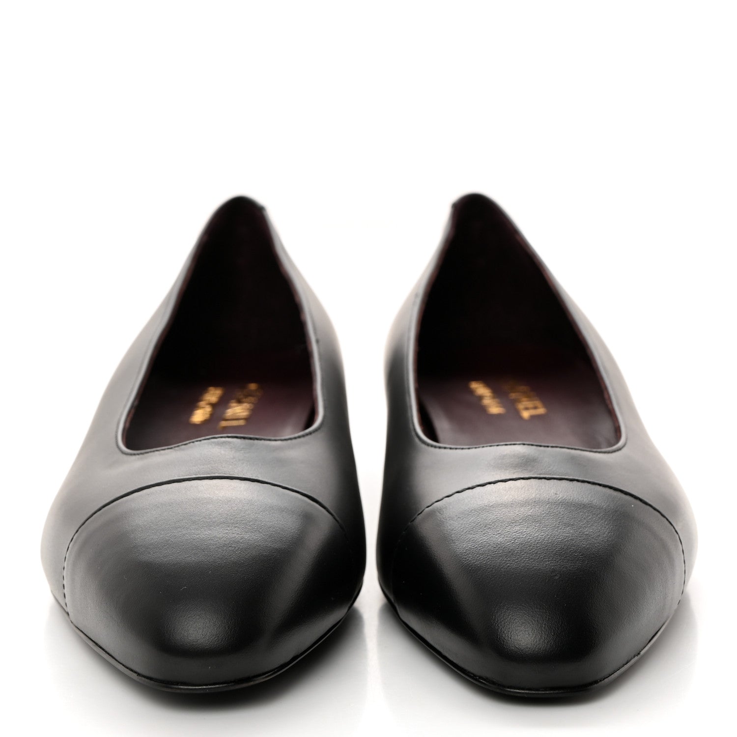 Chanel Lambskin Cap Toe Ballerina Flats 38.5 Black 2 of 8