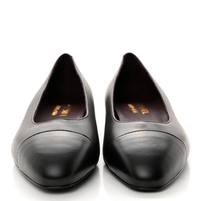 Chanel Lambskin Cap Toe Ballerina Flats 38.5 Black 2 of 8