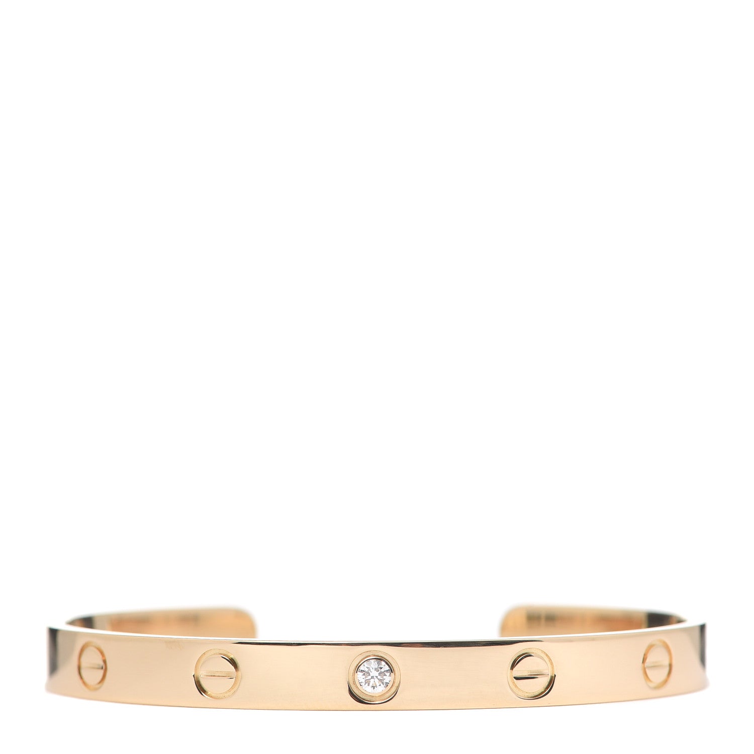 Cartier 18K Yellow Gold 1 Diamond LOVE Cuff Bracelet 17 1 of 6