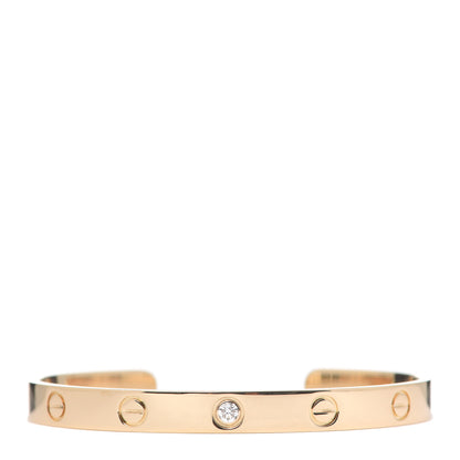 Cartier 18K Yellow Gold 1 Diamond LOVE Cuff Bracelet 17 1 of 6