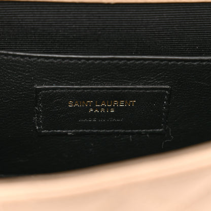 Saint Laurent Grain De Poudre Textured Mixed Matelasse Triquilt Small Monogram Satchel Dark Beige 7 of 10