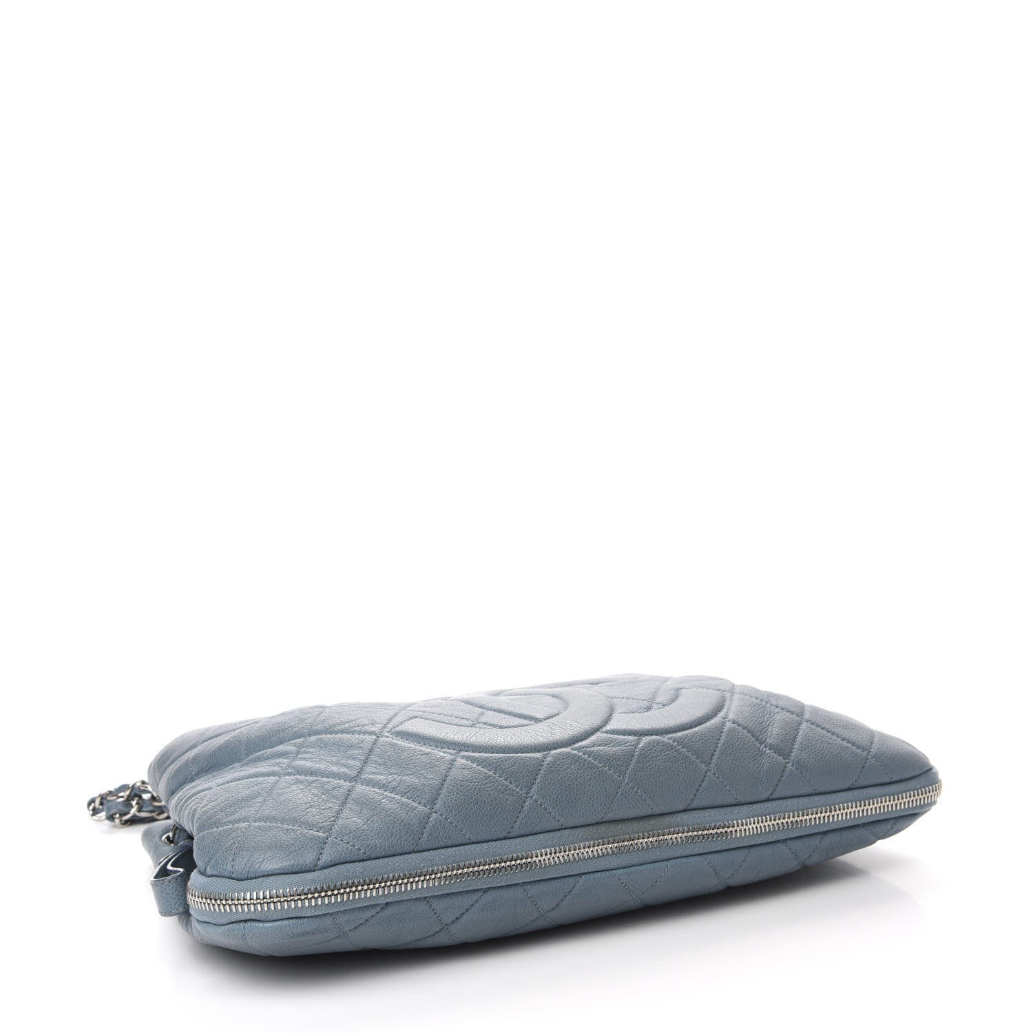 Chanel Caviar Quilted Expandable Zip Shoulder Bag Blue 4 of 11