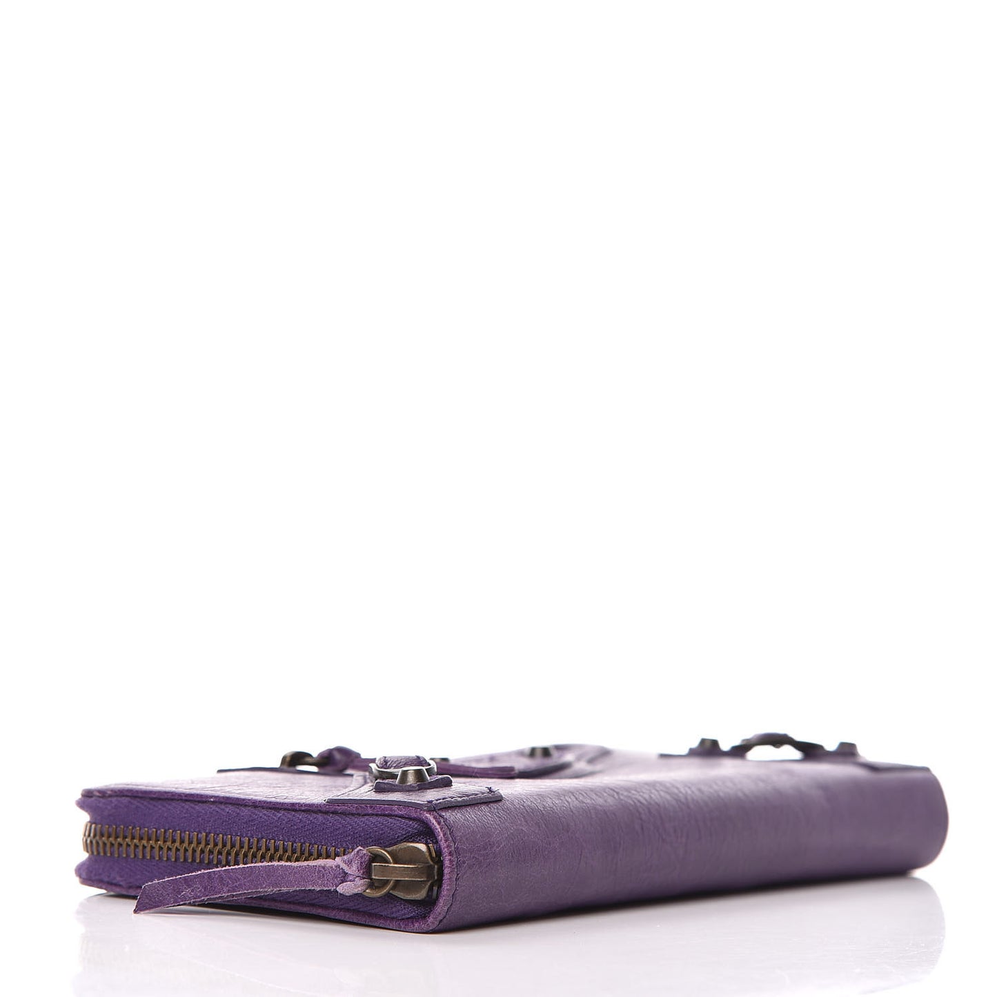 Agneau Classic Hardware Continental Zip Around Wallet Dark Violet