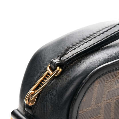 Fendi Glazed Fabric Vitello Century F is Fendi FF 1974 Stamp Patch Camera Case Mogano Panna Black 14 of 18