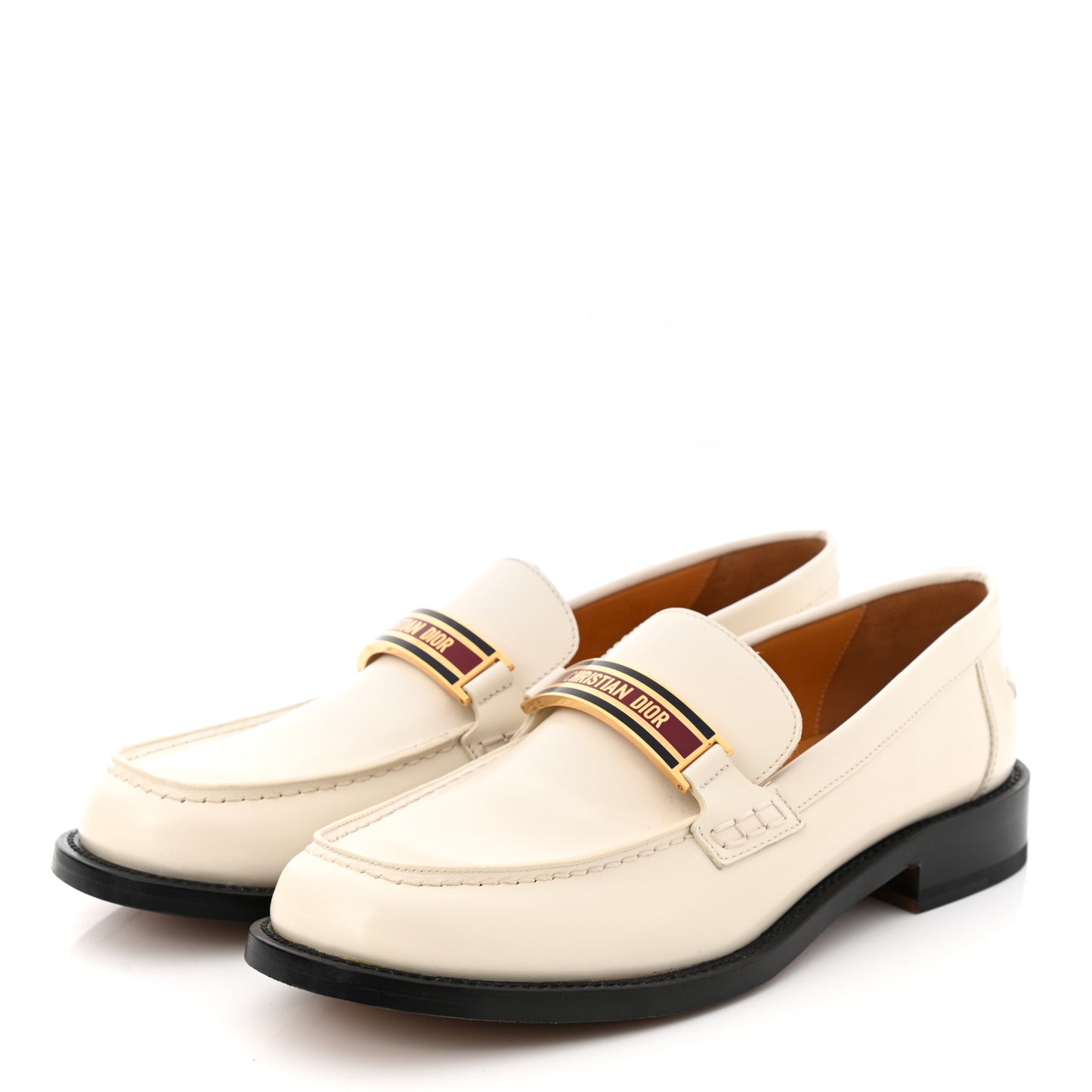 Brushed Calfskin Dior Code 15mm Loafers 40.5 Off White