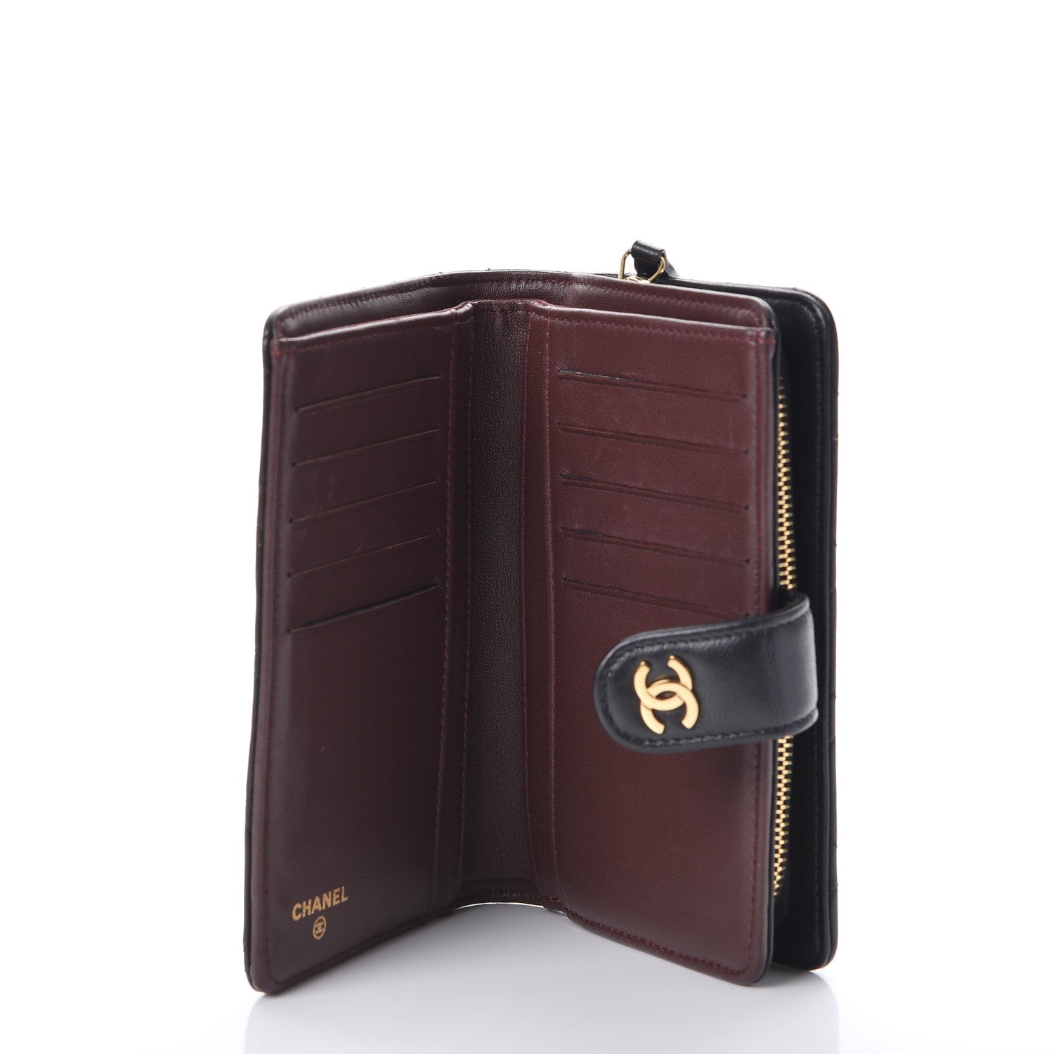 Chanel Lambskin Quilted Zipped Pocket Wallet Black 5 of 10