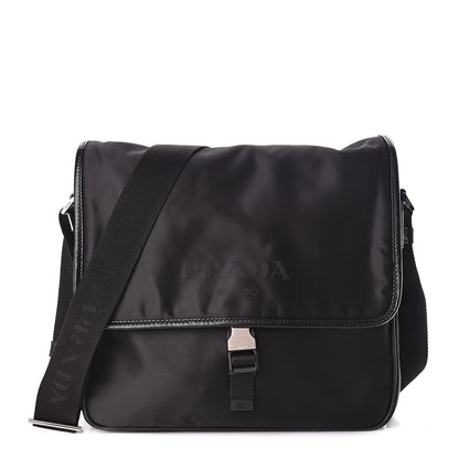 Prada Tessuto Nylon Saffiano Messenger Satchel Black 1 of 10
