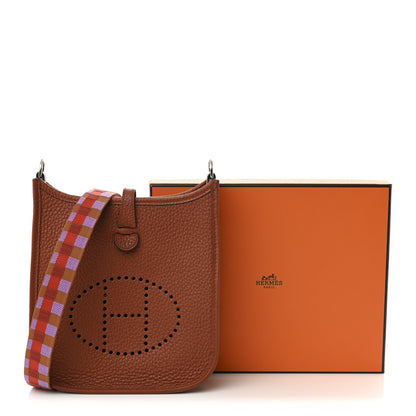 Hermes Taurillon Clemence Maxi Quadrille Evelyne TPM Cuivre Capucine Parme Rouge Duchess 11 of 11