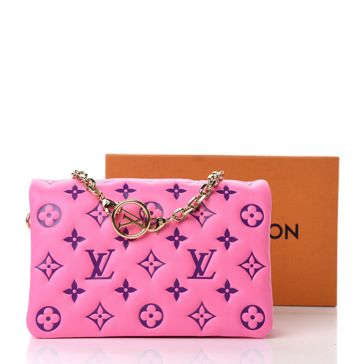 Lambskin Embossed Monogram Vuittamins Pochette Coussin Rose Violet