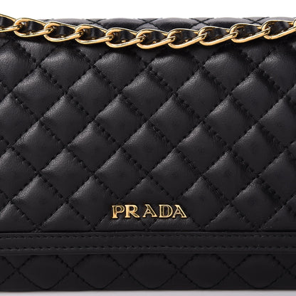 Prada Soft Calfskin Quilted Chain Wallet Black 11 of 14