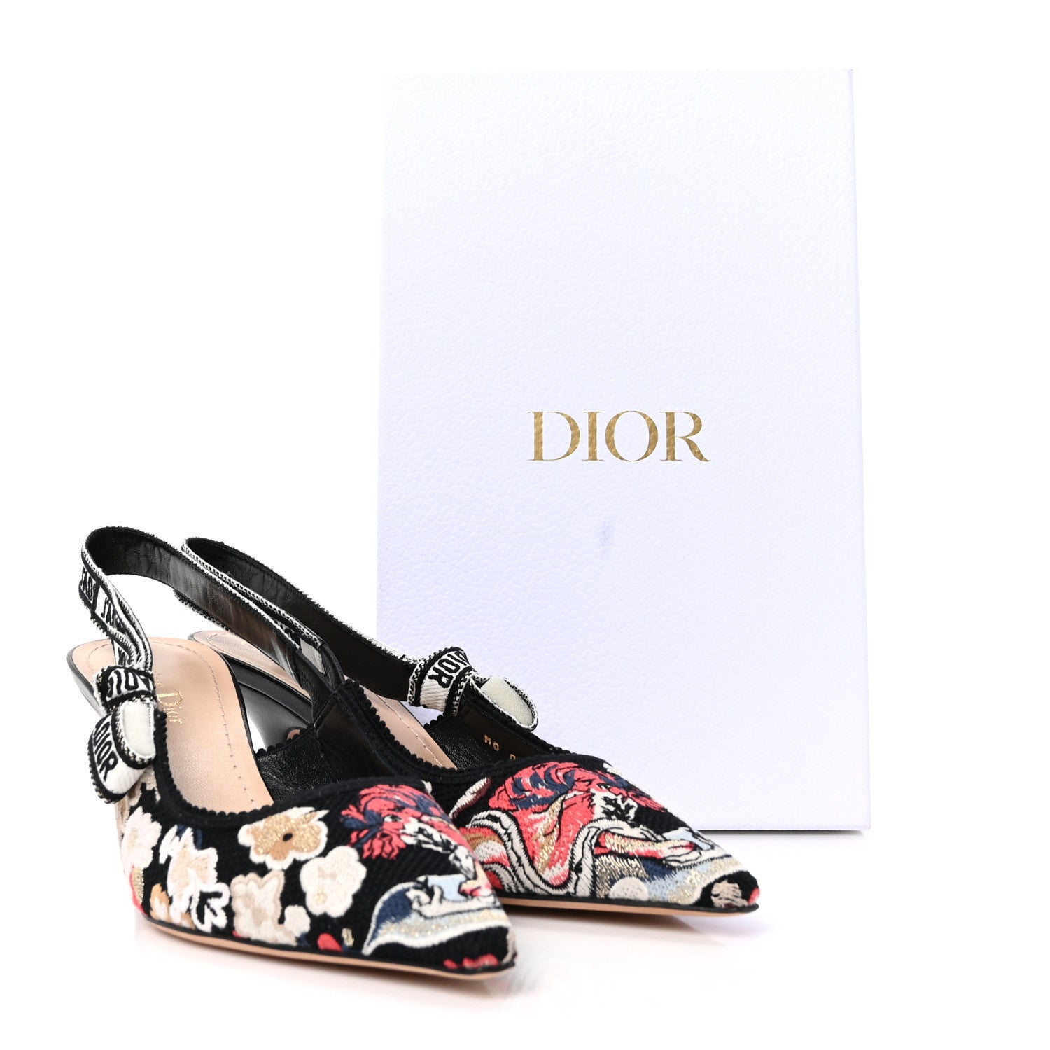 Christian Dior Canvas Embroidered Pop J'Adior Slingback 65mm Pumps