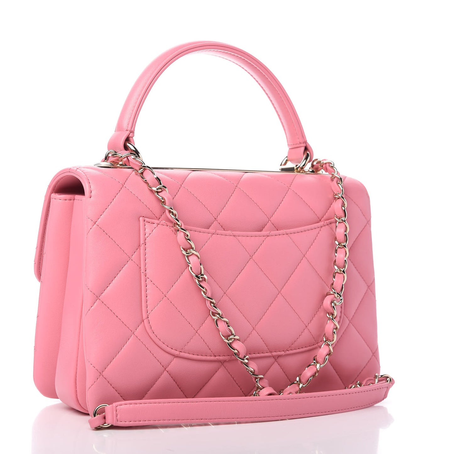 Lambskin Quilted Small Trendy CC Flap Dual Handle Bag Light Pink