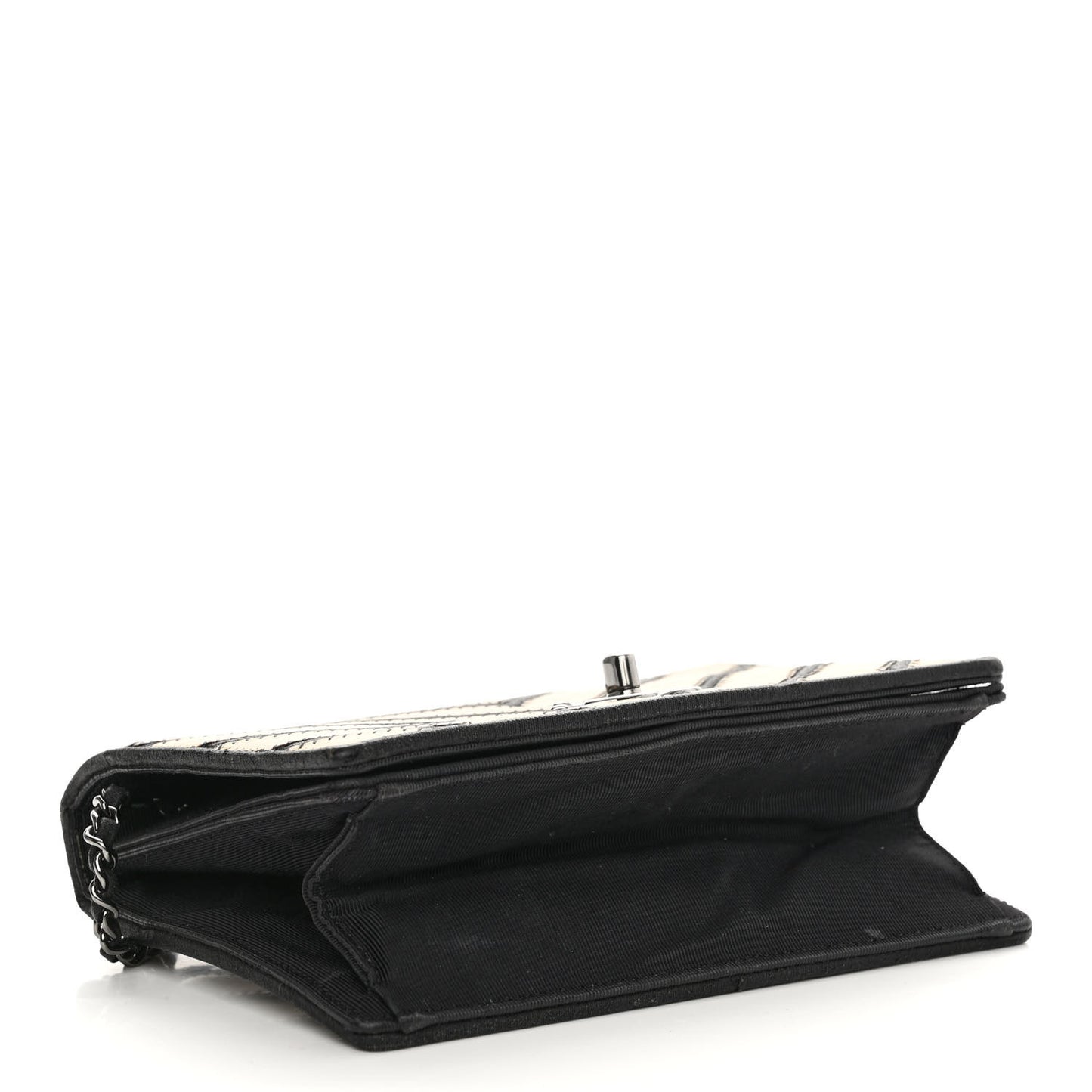 Lambskin Grosgrain Chevron Quilted Small Couture Flap Black Gold