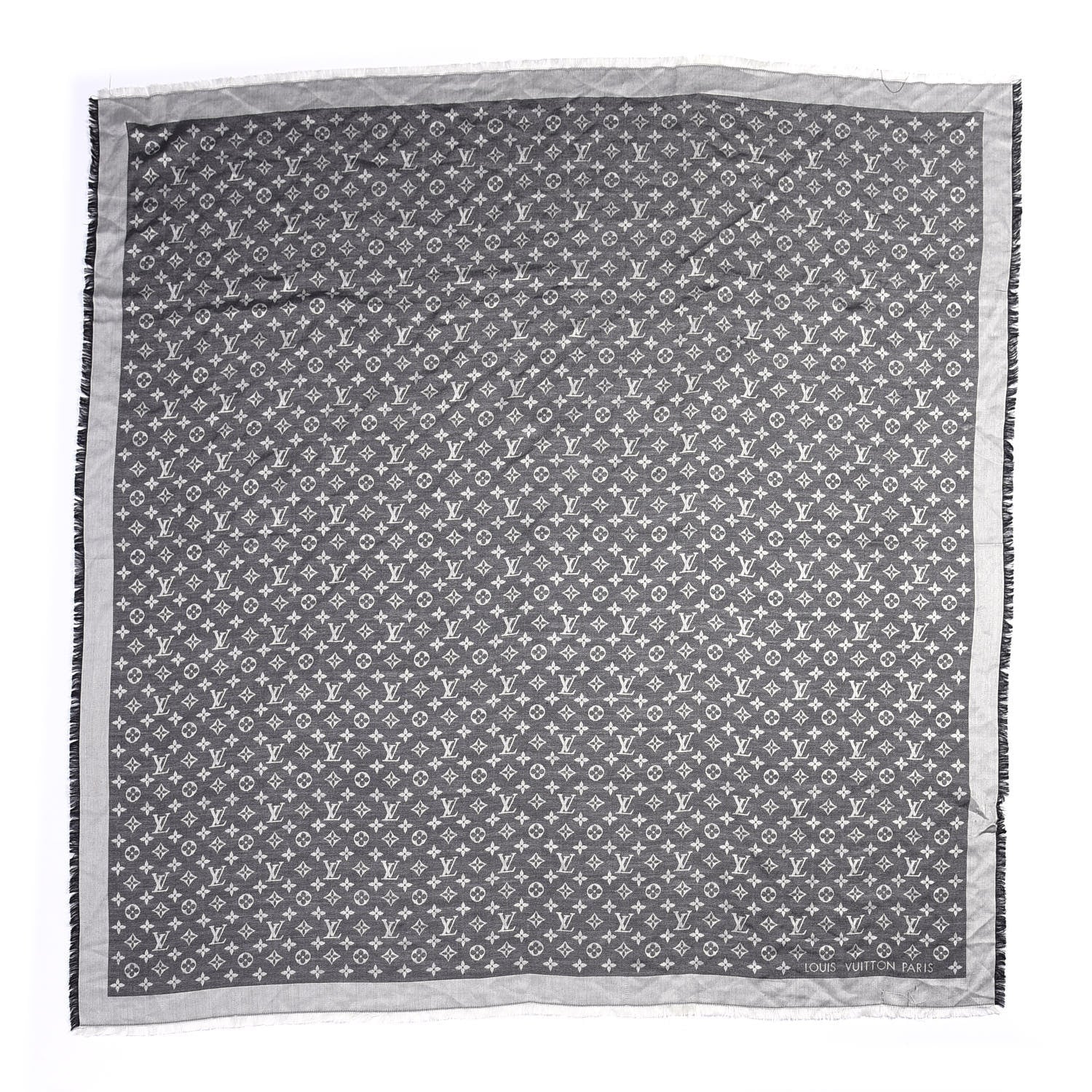 Louis Vuitton Silk Wool Monogram Denim Shawl Black 1 of 3