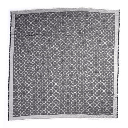 Louis Vuitton Silk Wool Monogram Denim Shawl Black 1 of 3