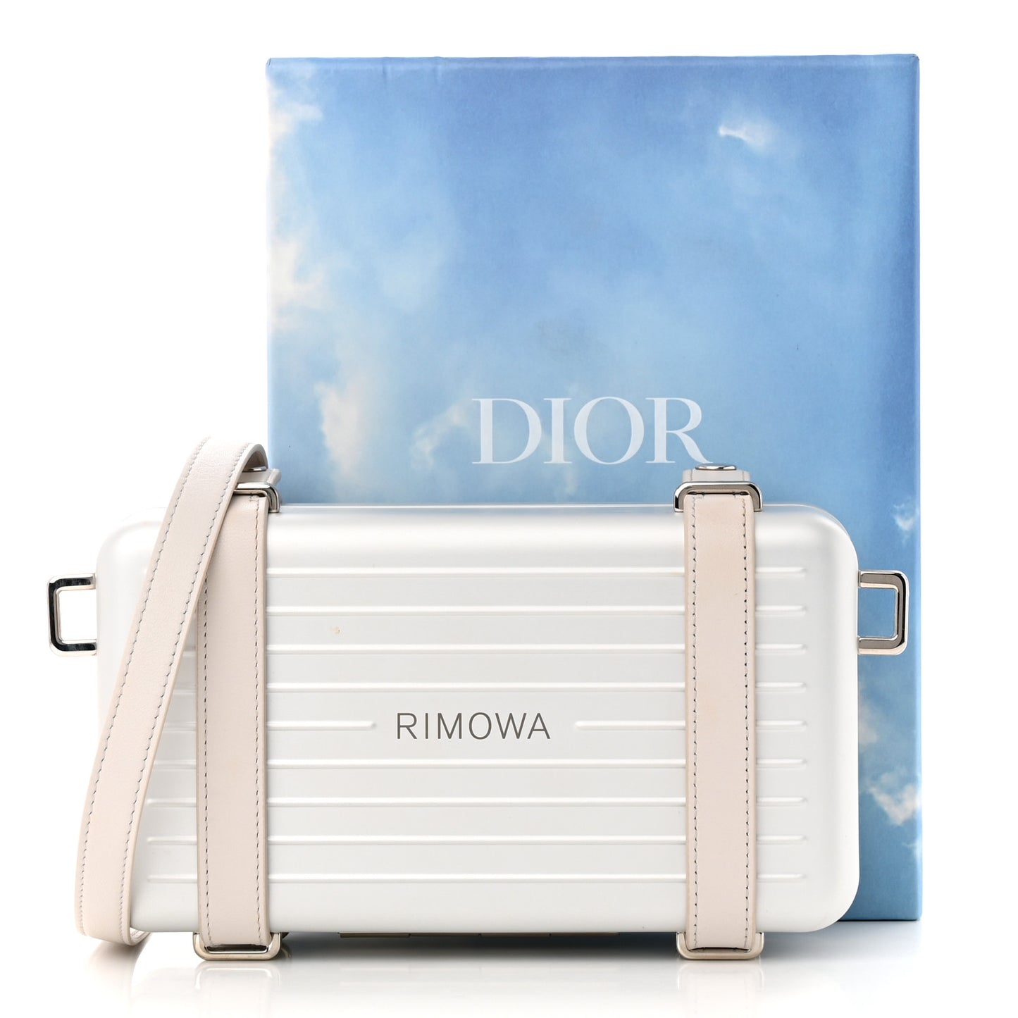 X RIMOWA Aluminum Personal Clutch On Strap Silver