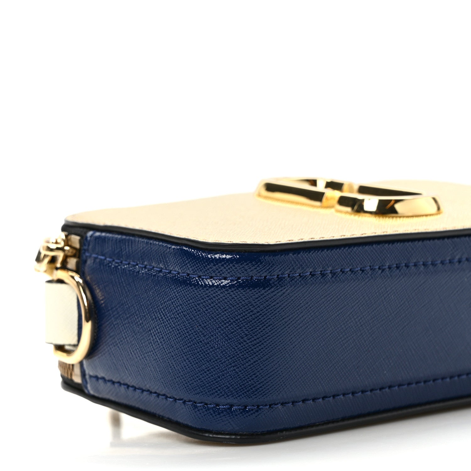 Marc Jacobs Saffiano Small Snapshot Camera Bag Gold Navy 9 of 10