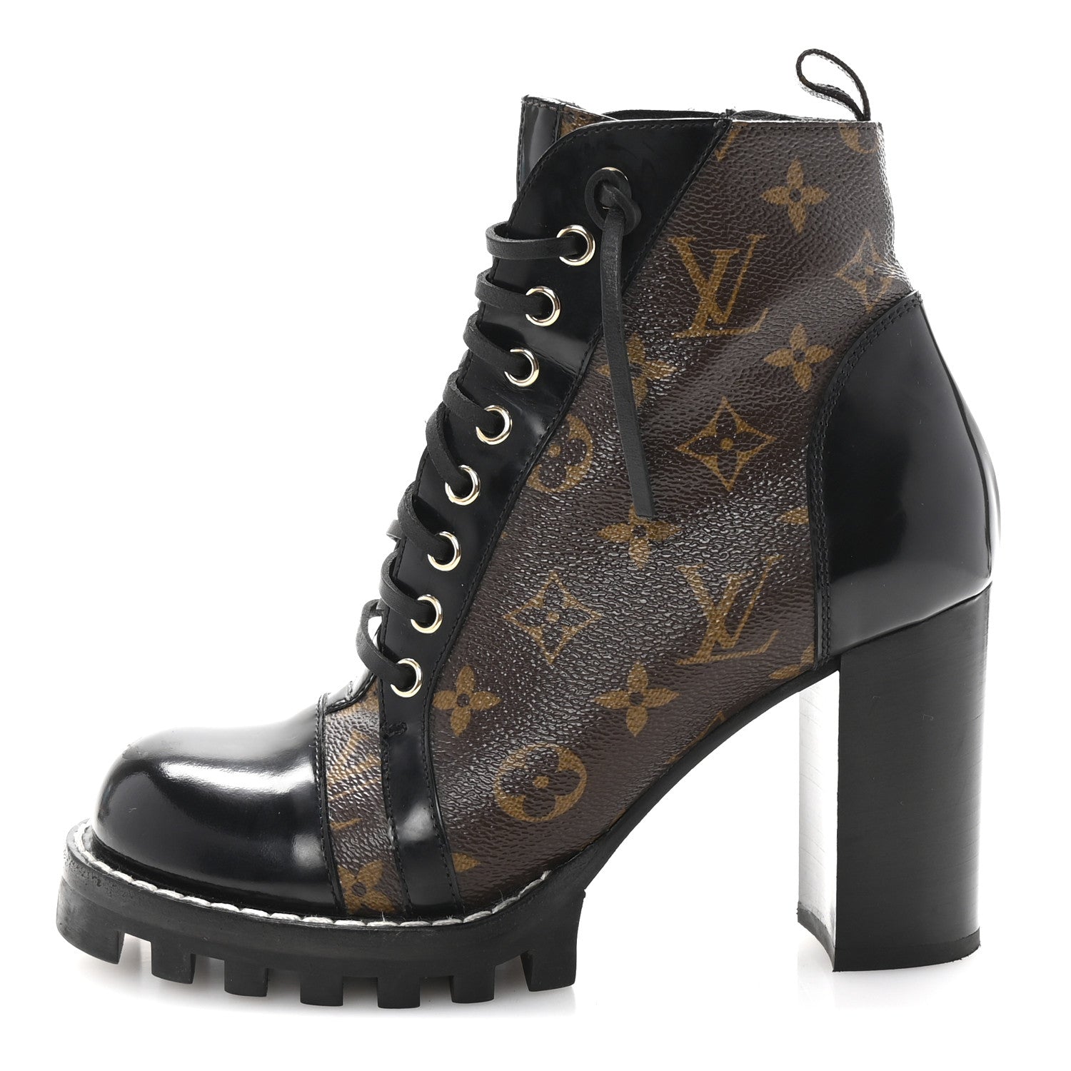 Louis Vuitton Patent Calfskin Monogram Star Trail Ankle Boots 38 Black 1 of 7