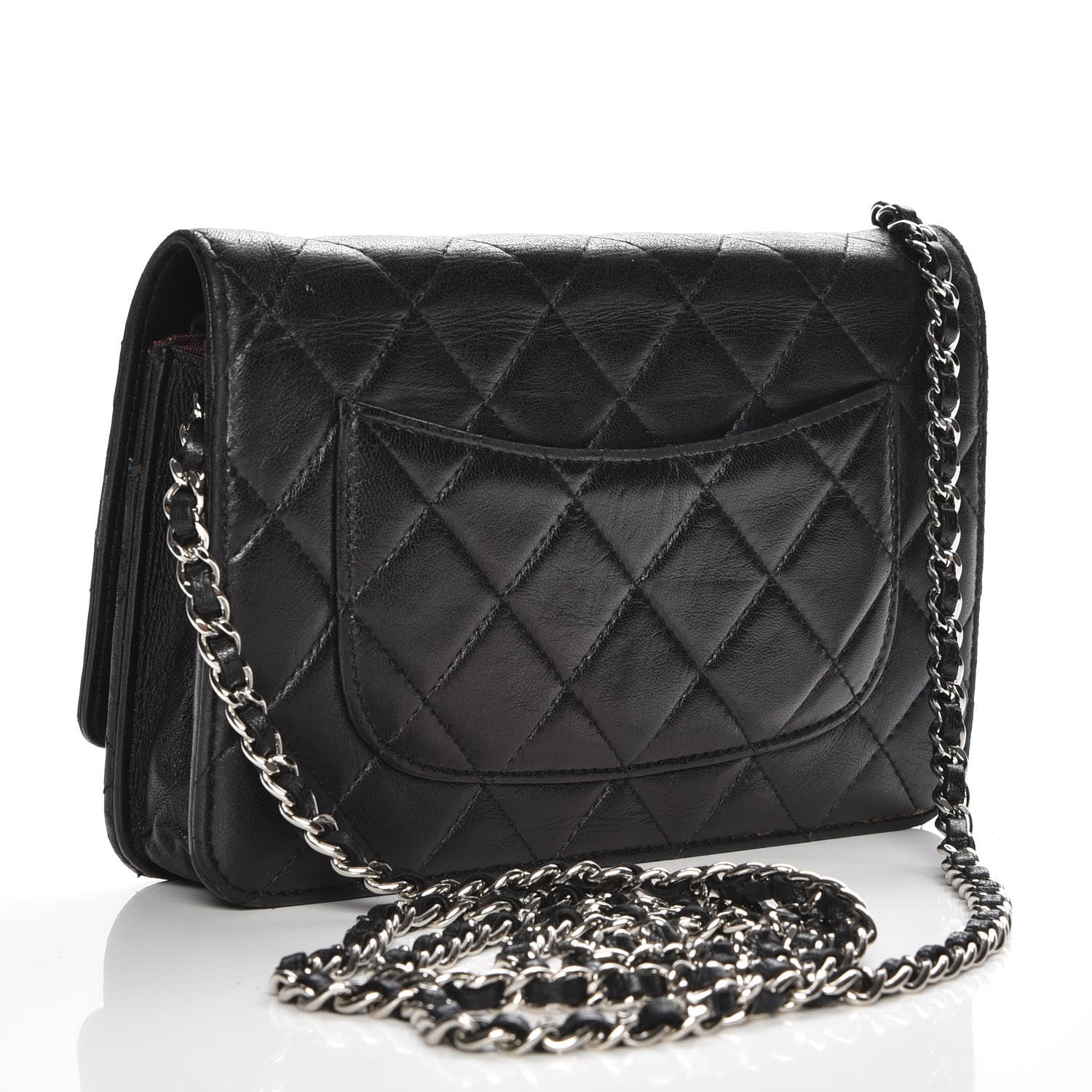Chanel Lambskin Quilted Wallet On Chain WOC Black 3 of 9