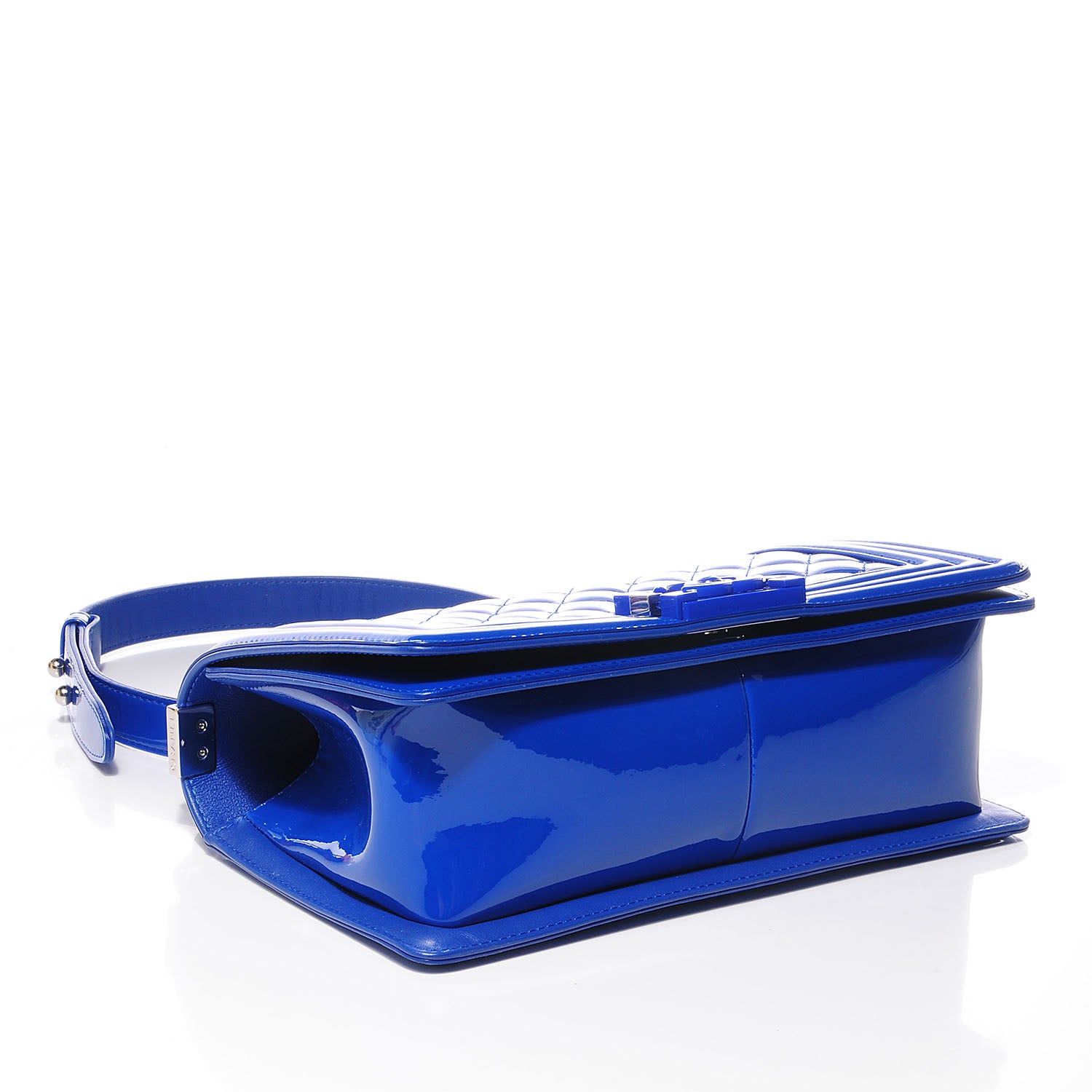 Chanel Patent Leather Medium Boy Flap Plexiglass Blue 4 of 7