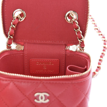 Chanel Caviar Quilted Mini Vanity Case With Chain Red 5 of 9