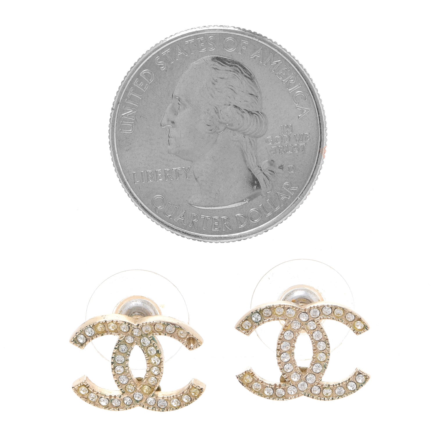 Chanel Crystal CC Earrings Gold 2 of 6