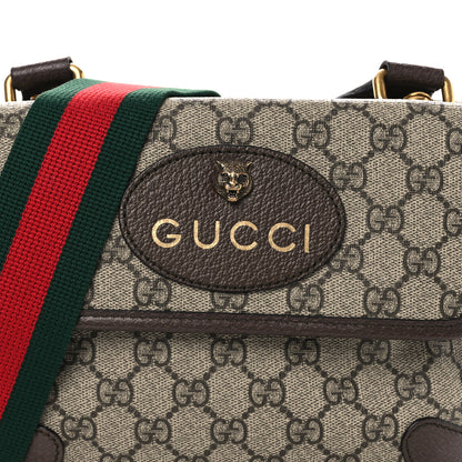 Gucci GG Supreme Monogram Web Small Neo Vintage Double Flap Messenger Bag Beige New Acero 8 of 11
