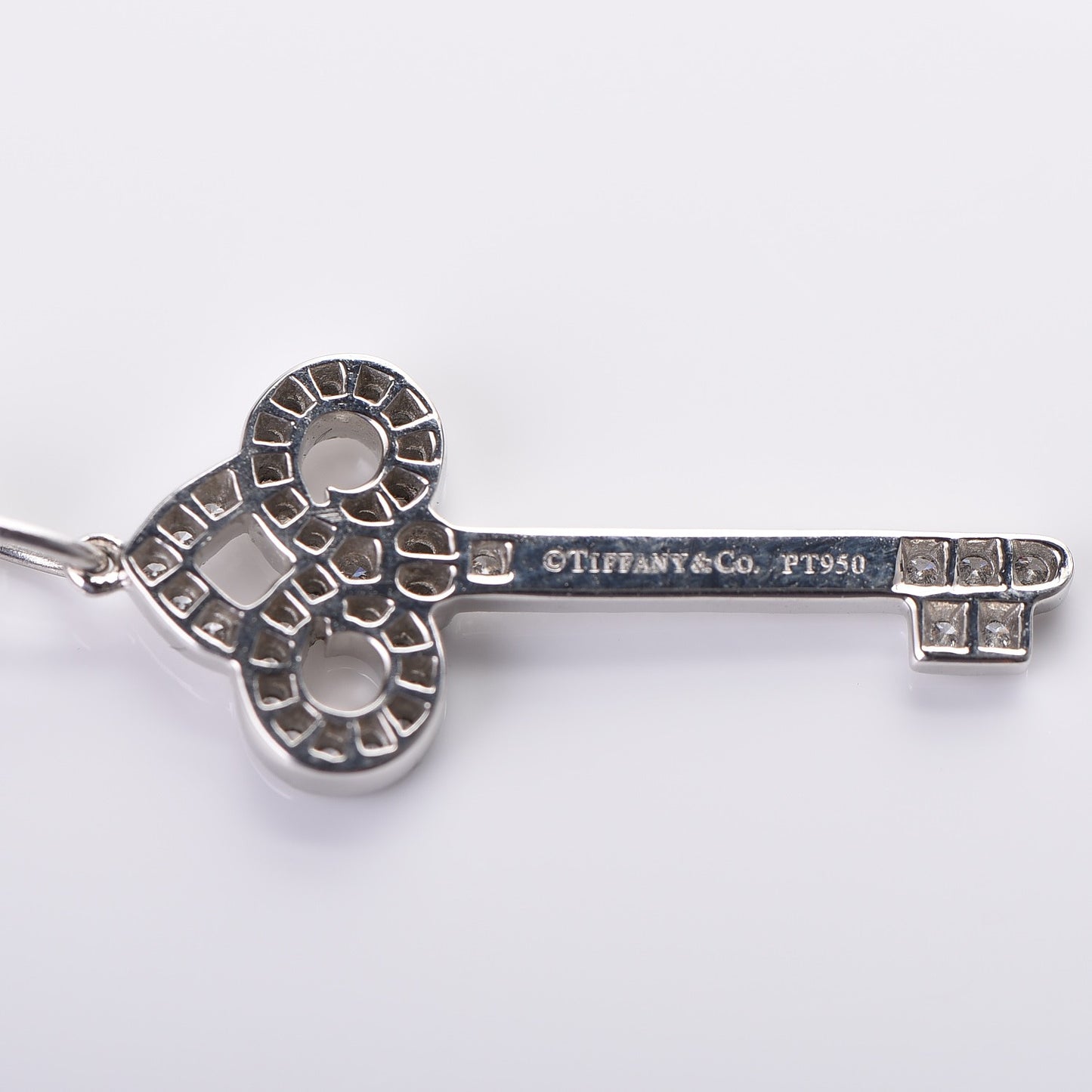 Platinum Diamond .12ct Fleur De Lis Key Pendant Necklace
