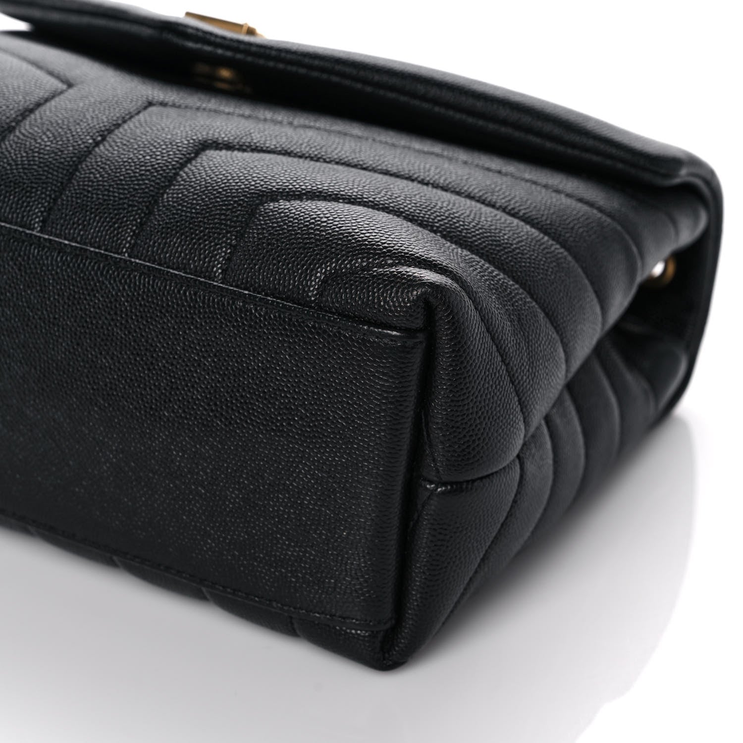 Saint Laurent Grain de Poudre Calfskin Y Quilted Monogram Small Loulou Chain Satchel Black 10 of 12