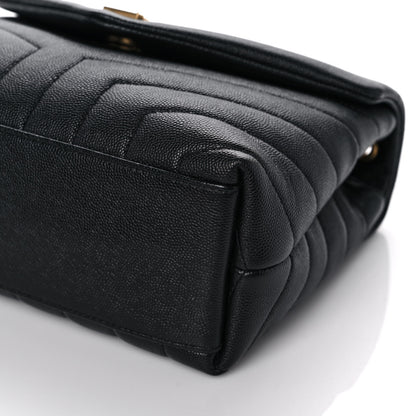 Saint Laurent Grain de Poudre Calfskin Y Quilted Monogram Small Loulou Chain Satchel Black 10 of 12