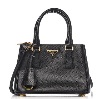 Prada Saffiano Micro Galleria Double Zip Tote Nero Black 1 of 9