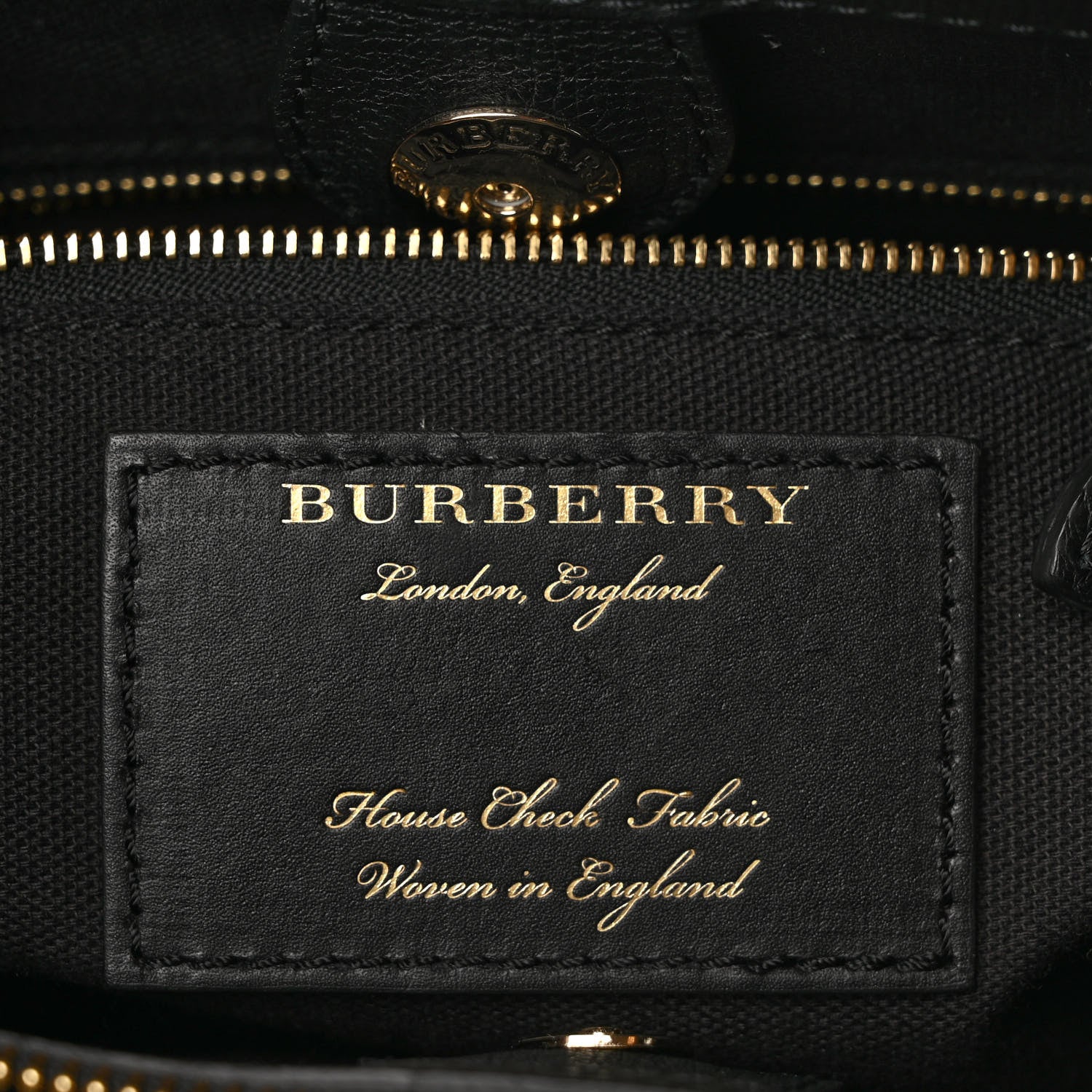 Burberry Derby Calfskin House Check Medium Banner Tote Black 6 of 9