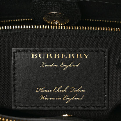 Burberry Derby Calfskin House Check Medium Banner Tote Black 6 of 9