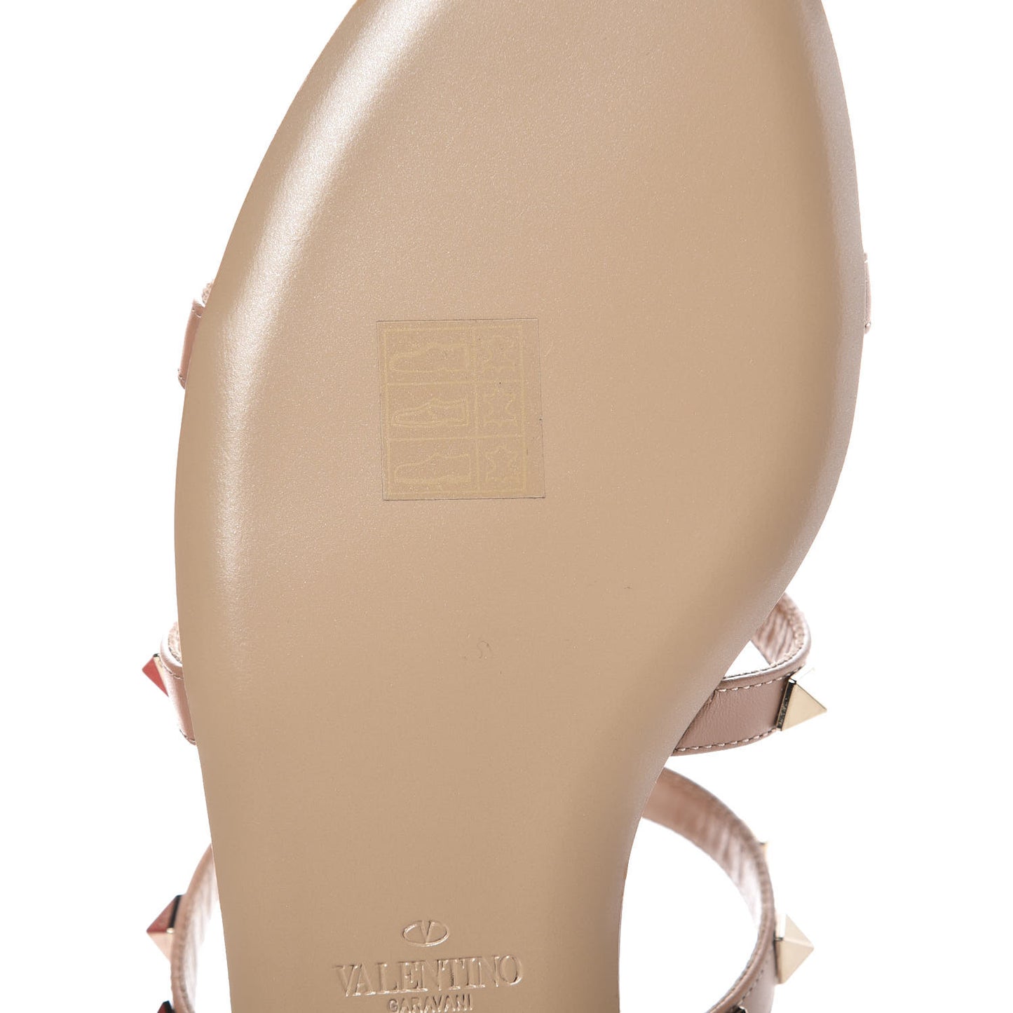 Calfskin Rockstud Caged Flat Slide Sandals 37.5 Poudre