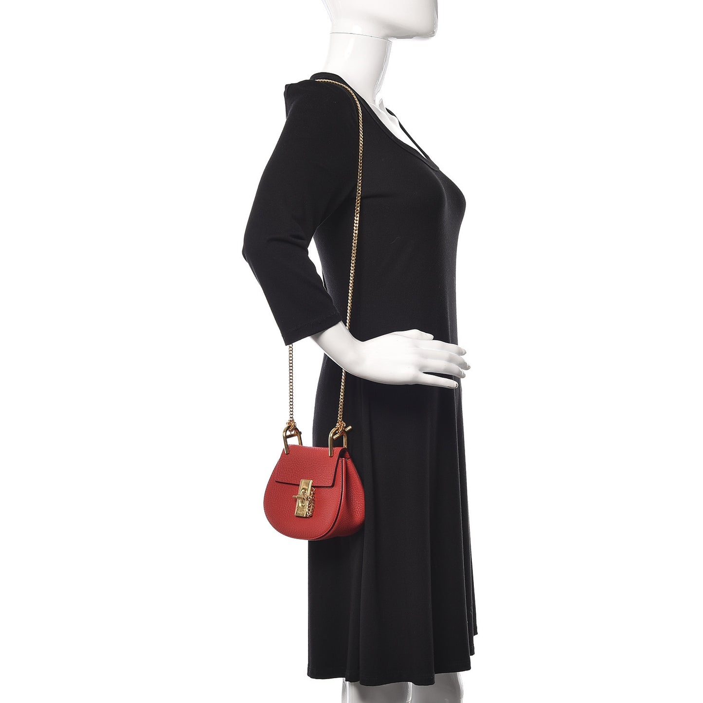 Grained Lambskin Nano Drew Shoulder Bag Intense Red