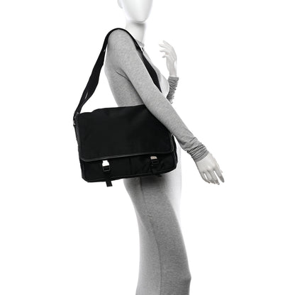 Prada Tessuto Nylon Saffiano Logo Messenger Bag Black 2 of 13