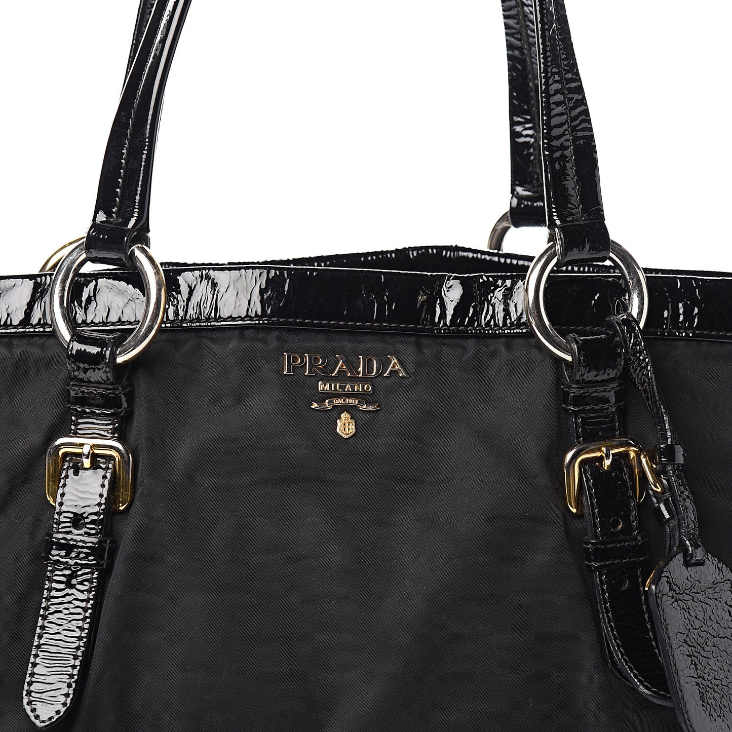 Tessuto Nylon Vernice Tote Black