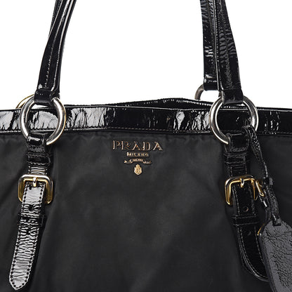 Prada Tessuto Nylon Vernice Tote Black 10 of 10