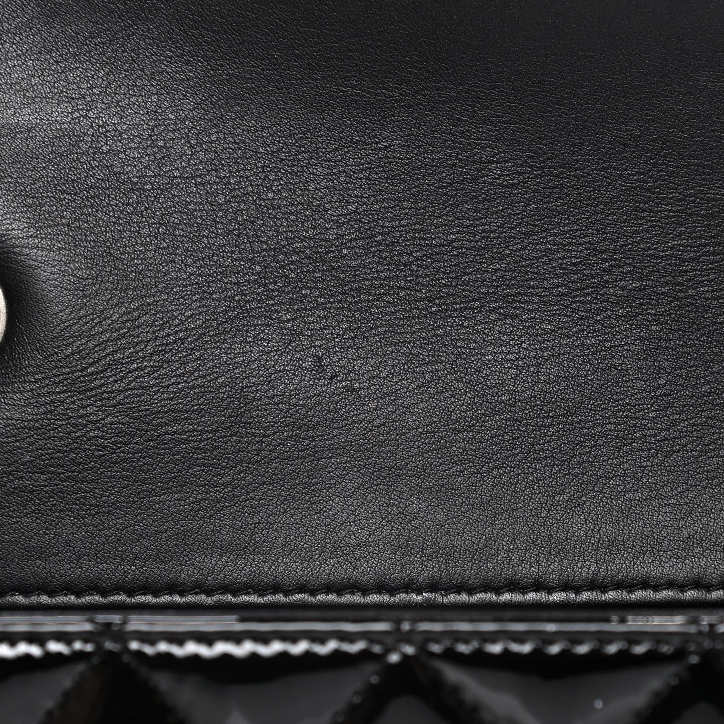 Patent Calfskin Quilted Extra Mini Rectangular Flap Black